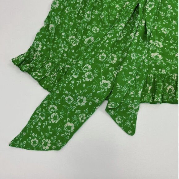 Free People Suri Convertible Skirt FP One Green Floral Print Smocked Tie - Picture 4 of 8